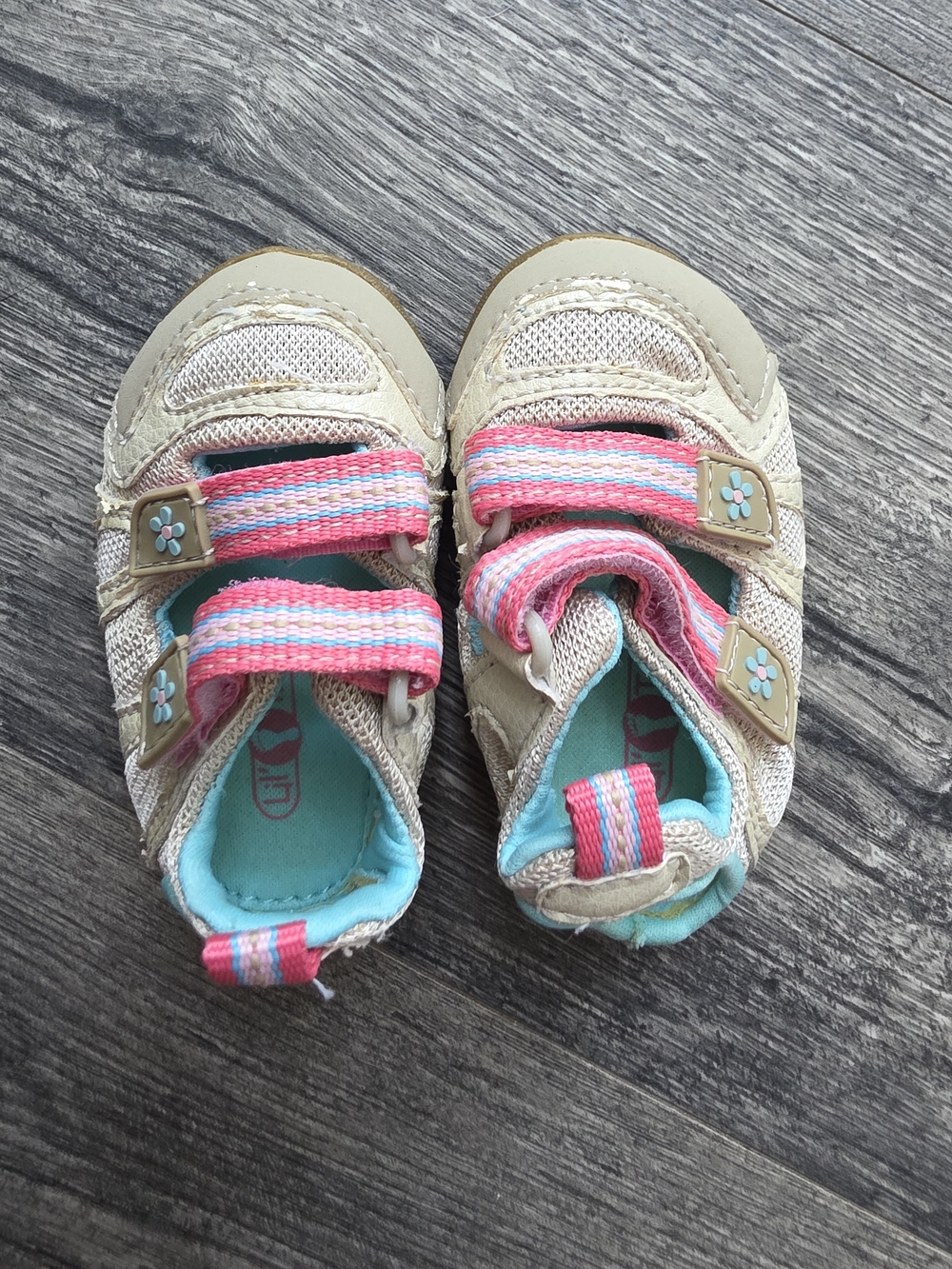 Baby Lil Tredz  Beige and Pink Strap Sneakers